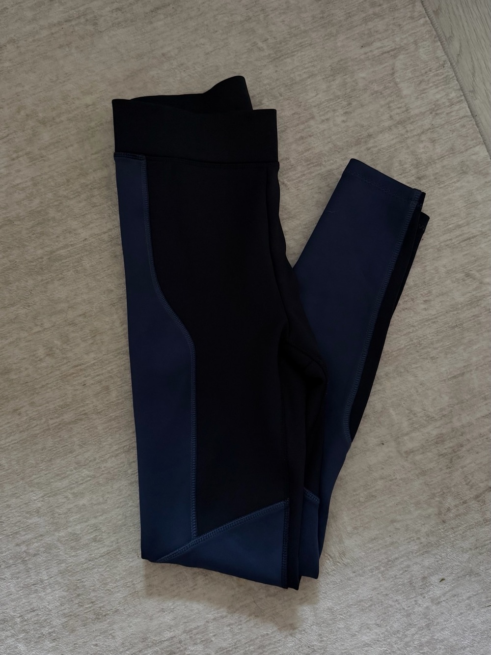 Fabletics Two Toned Leggings in Black & Blue